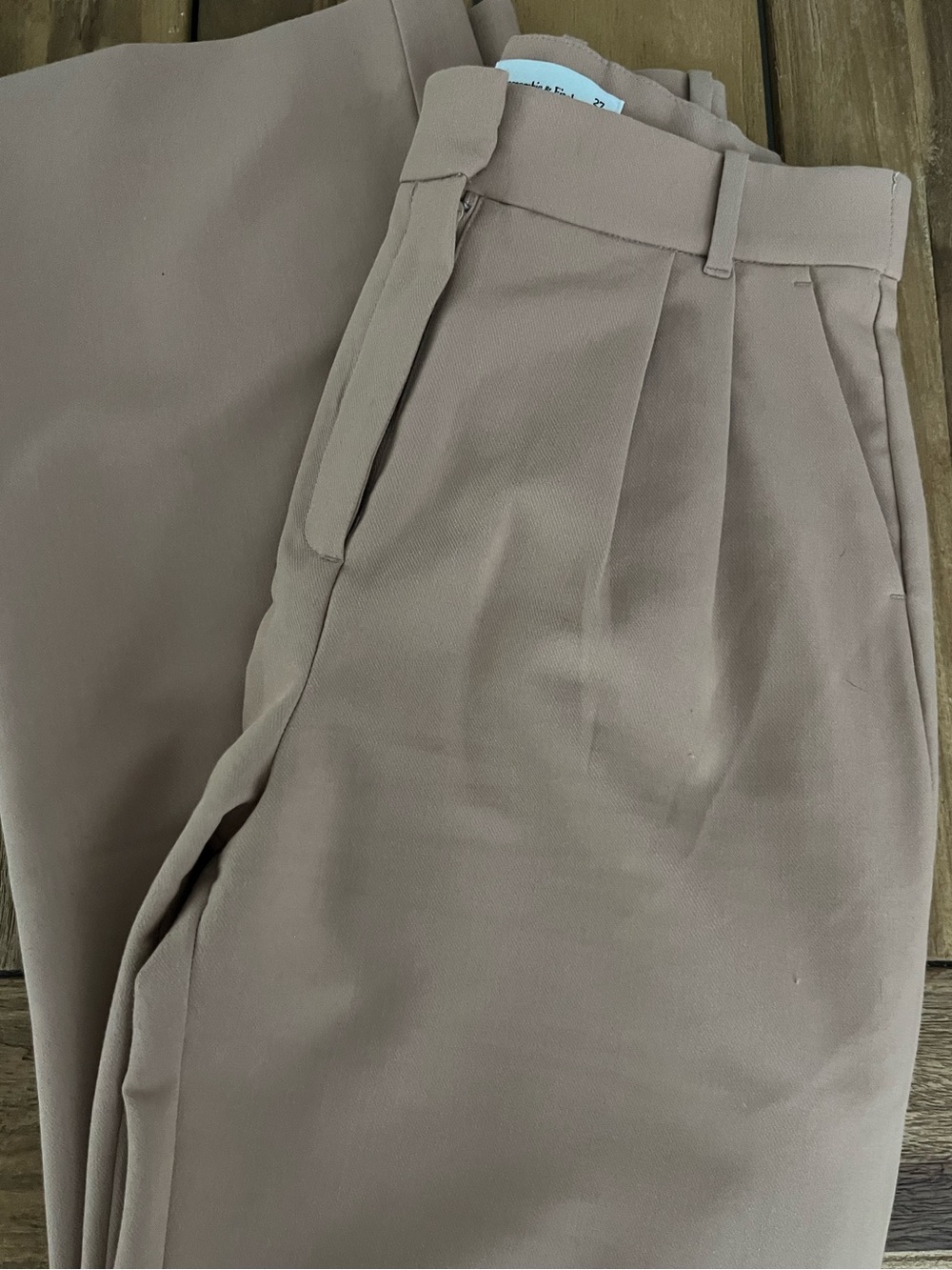 Abercrombie & Fitch Women’s High Waisted Trouser Pants in Taupe